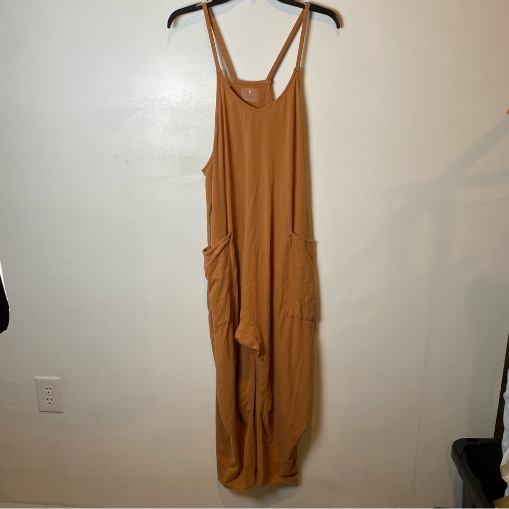 FP Movement Free People Hot Shot Overalls Romper Copper Orange Jumpsuit Medium